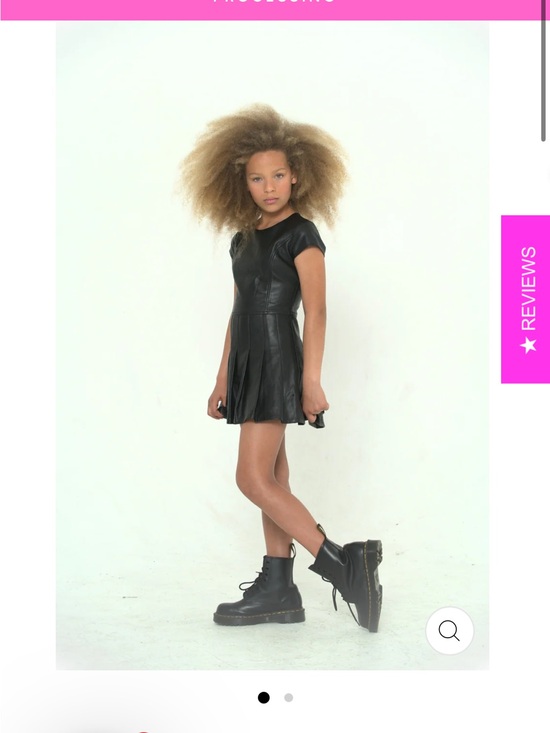Katie J NYC Other - KATIE J NYC Black Faux Leather Pleated Short Sleeve Kids Dress Size Small